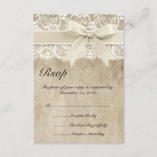 Elegance Ribbon op Lace Wedding RSVP-kaart RSVP Kaartje