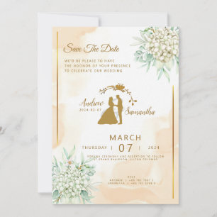 Élégance Royale : Invitation Ivoire, Or & Vert