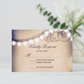  Elegance Rustic Lights Wedding RSVP-kaarten RSVP Kaartje (Staand voorkant)