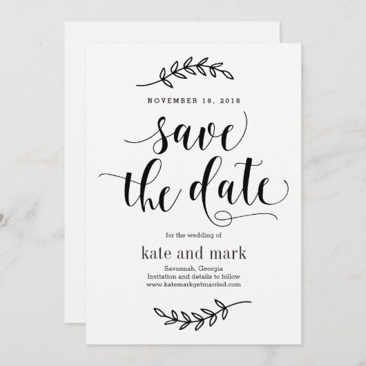 Élégance Rustique Carte de Faire-Part Éditables CO (Devant / Derrière)