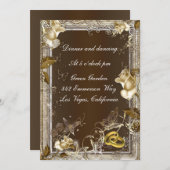 Élégance Rustique Carte de Réception Rose Blanche (Devant / Derrière)