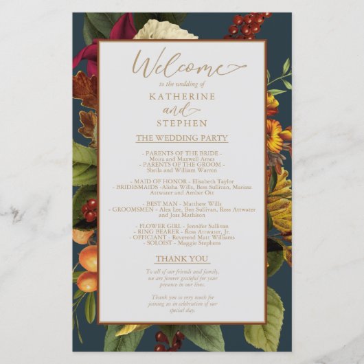 Elégance Rustique Floral Bouquet Programme de mari (Devant)