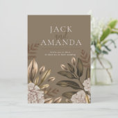 Elégance rustique Invitations de mariage floral (Debout devant)