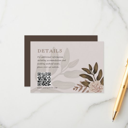 Elégance rustique Mariage floral Cartes de boîtier (Devant/Arrière en situation)