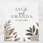 Élégance Rustique Mariage Floral Étiquettes de bou (Étiquettes simples)