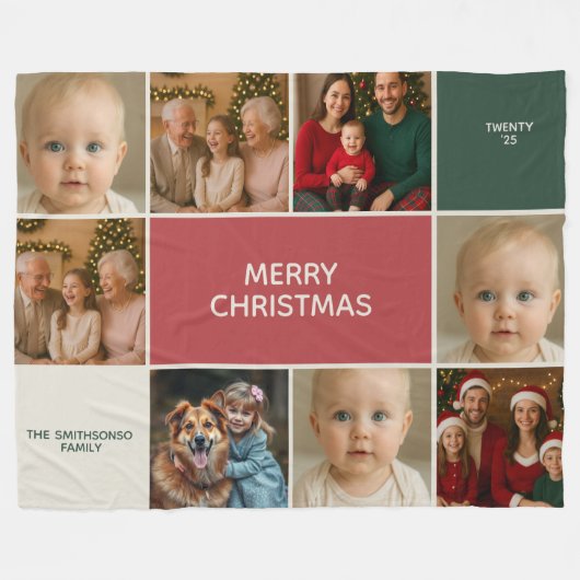 elegance Sage 8 Photos collage merry Christmas Fleece Deken (Voorkant (Horizontaal))