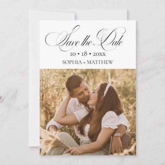 Elegance Script 2 Photo Wedding Save The Date (Voorkant)