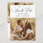 Elegance Script 2 Photo Wedding Save The Date (Voorkant / Achterkant)