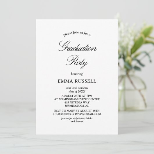 Elegance Script Graduation Party Invitation (Debout devant)