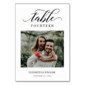 Elegance Script Modern Photo Wedding Table Number Kaart (Achterkant)