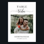 Élégance Script Photo Mariage Numéro de table Douz<br><div class="desc">Design moderne et élégant imprimé Élégance Script Mariage photo moderne Numéro de table Douze qui peut être customisé avec votre texte et ajouter chaque carte de numéro de table à votre panier, un par un. Cliquez sur le bouton "Customiser" et utilisez notre outil de conception pour modifier ce modèle. Découvrez...</div>