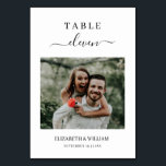 Élégance Script Photo Mariage Numéro de table pers<br><div class="desc">Design moderne et élégant imprimé Élégance Script moderne Mariage photo personnalisé Numéro de table qui peut être customisé avec votre texte et ajouter chaque carte numéro de table à votre panier, un par un. Cliquez sur le bouton "Customiser" et utilisez notre outil de conception pour modifier ce modèle. Découvrez le...</div>