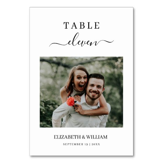 Élégance Script Photo Mariage Numéro de table pers (Dos)
