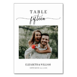 Elegance Script Photo Wedding Table No 15 Kaart