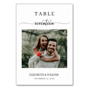 Elegance Script Photo Wedding Table No. zeventien Kaart