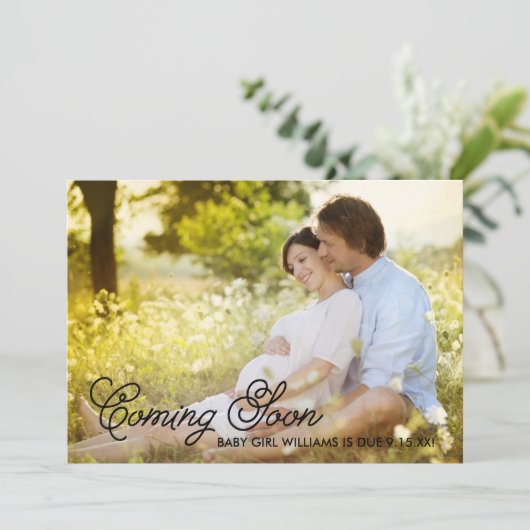 Élégance simple Bientôt Faire-part de grossesse (Debout devant)