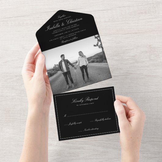 Élégance Simple Photo Mariage Invitation Tout En U (Déchirure)