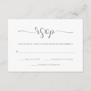 Élégance simple RSVP gris et blanc minimal