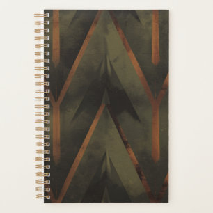 Élégance Sombre Orange Et Motif Vert