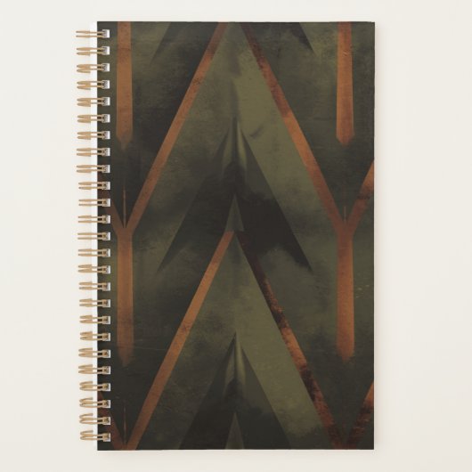 Élégance Sombre Orange Et Motif Vert (Devant)