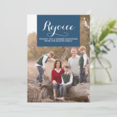 Elegance Squared Kerst Foto Kaart | Blauw (Staand voorkant)