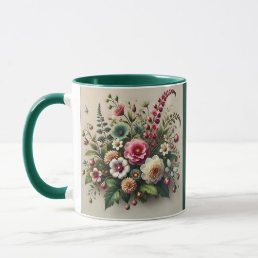 Elegance tasse et fleurs Mug (Gauche)