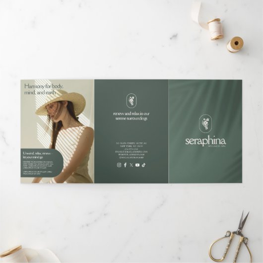Élégance Terrestre Logo Beauté, Spa Sage Brochure (Extérieur)