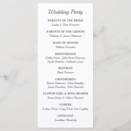 Élégance tropicale | Programme de mariage à l'anan (Dos)