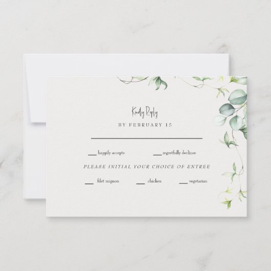 Elégance verte Mariage crème RSVP (Devant)