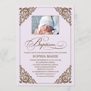 ÉLÉGANCE VINTAGE  INVITATION BAPTISME