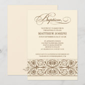 ÉLÉGANCE VINTAGE| INVITATION BAPTISME (Devant / Derrière)