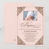 ÉLÉGANCE VINTAGE| INVITATION BAPTISME (Devant / Derrière)
