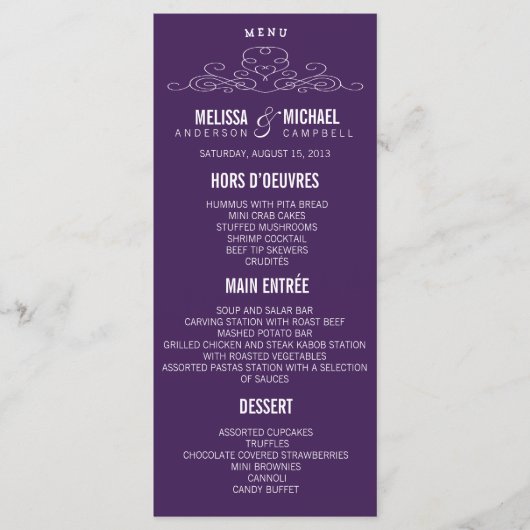 ÉLÉGANCE vintage | Menu de mariage (Devant)