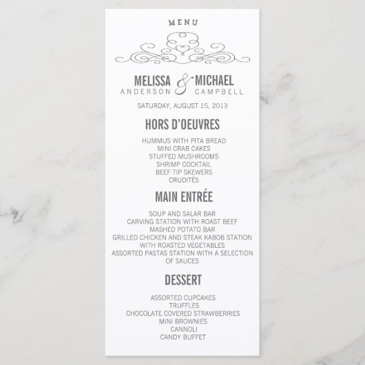 ÉLÉGANCE vintage | Menu de mariage (Devant)
