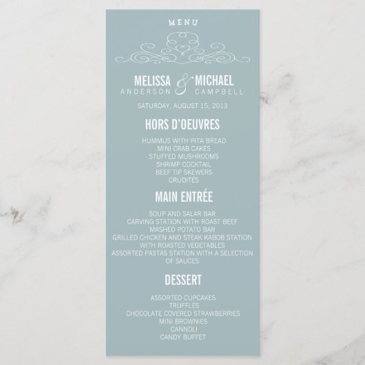 ÉLÉGANCE vintage | Menu de mariage (Devant)