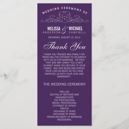 ÉLÉGANCE vintage | PROGRAMME DE MARIAGE (Devant)