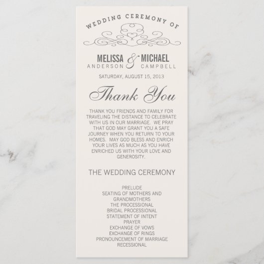 ÉLÉGANCE vintage | PROGRAMME DE MARIAGE (Devant)