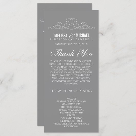 ÉLÉGANCE vintage | PROGRAMME DE MARIAGE (Devant / Derrière)