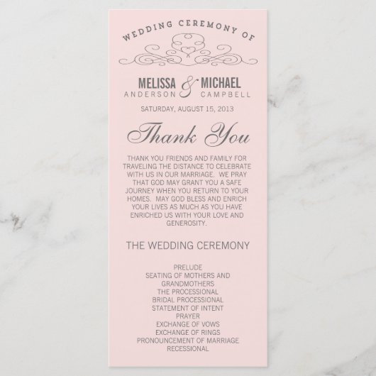 ÉLÉGANCE vintage | PROGRAMME DE MARIAGE (Devant)