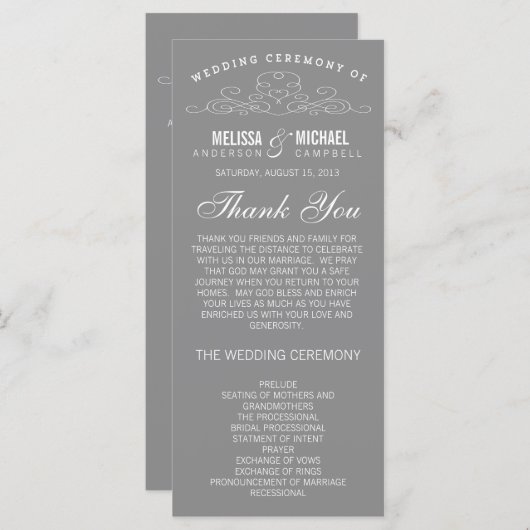 ÉLÉGANCE vintage | PROGRAMME DE MARIAGE (Devant / Derrière)