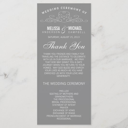 ÉLÉGANCE vintage | PROGRAMME DE MARIAGE (Devant)