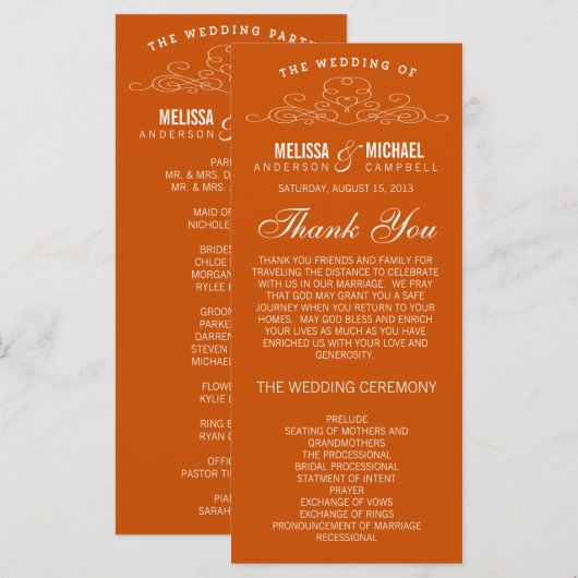 ÉLÉGANCE vintage | PROGRAMME DE MARIAGE (Devant / Derrière)