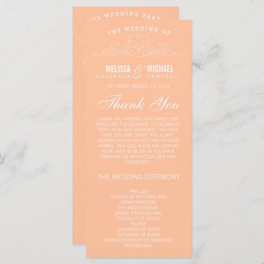 ÉLÉGANCE vintage | PROGRAMME DE MARIAGE (Devant / Derrière)