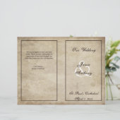 Élégance vintage Programme de mariage en papier dé (Debout devant)