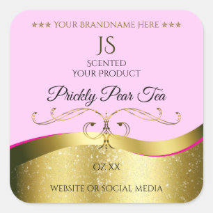 Elegance Wavy Gold Decor Lichtroze Monogram Label