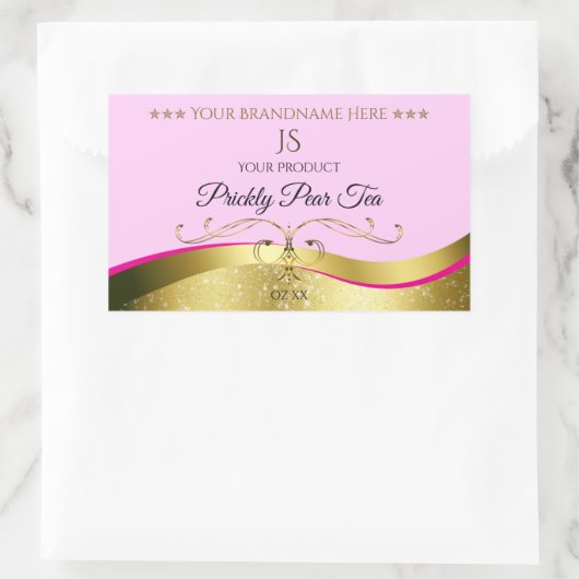 Elegance Wavy Gold Decor Lichtroze Monogram Label (Tas)