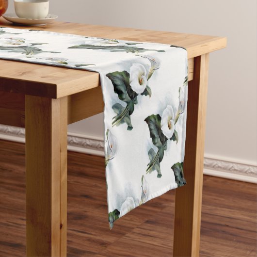 Elegance White Calla Lily Table Runner Korte Tafelloper (Voorbeeld)