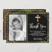 Elegand Goud en Zwart Doop Dank u Kaarten (Voorkant / Achterkant)