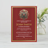 Eleganet Firefighter Retraite Party Invitations (Debout devant)