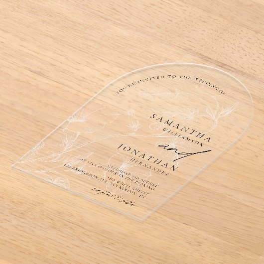 Elegang Bohemian Greenery bruiloft Acryl Uitnodigingen (Laagn)